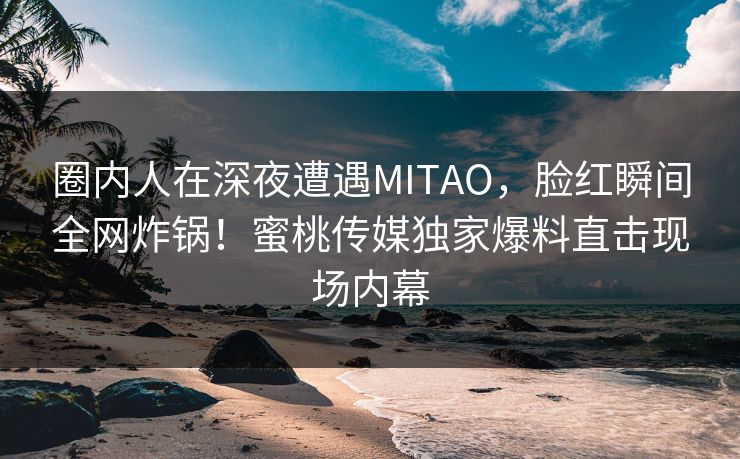 圈内人在深夜遭遇MITAO，脸红瞬间全网炸锅！蜜桃传媒独家爆料直击现场内幕