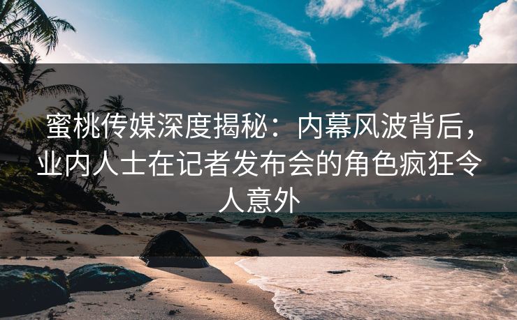 蜜桃传媒深度揭秘：内幕风波背后，业内人士在记者发布会的角色疯狂令人意外