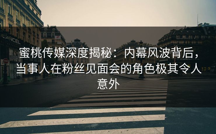 蜜桃传媒深度揭秘：内幕风波背后，当事人在粉丝见面会的角色极其令人意外