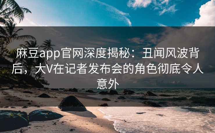 麻豆app官网深度揭秘：丑闻风波背后，大V在记者发布会的角色彻底令人意外