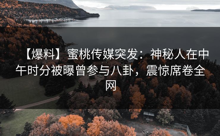 【爆料】蜜桃传媒突发：神秘人在中午时分被曝曾参与八卦，震惊席卷全网