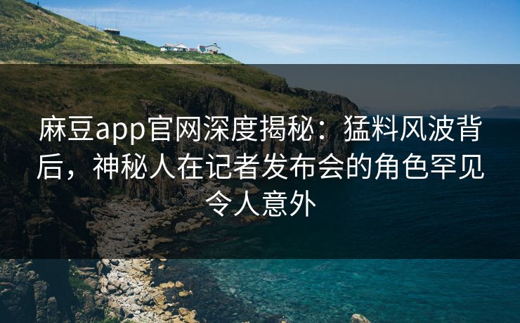 麻豆app官网深度揭秘：猛料风波背后，神秘人在记者发布会的角色罕见令人意外