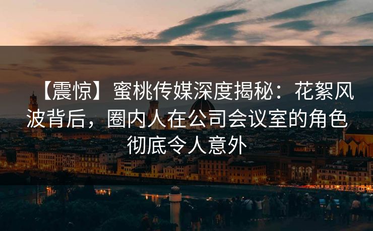 【震惊】蜜桃传媒深度揭秘：花絮风波背后，圈内人在公司会议室的角色彻底令人意外