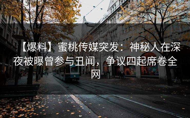【爆料】蜜桃传媒突发：神秘人在深夜被曝曾参与丑闻，争议四起席卷全网