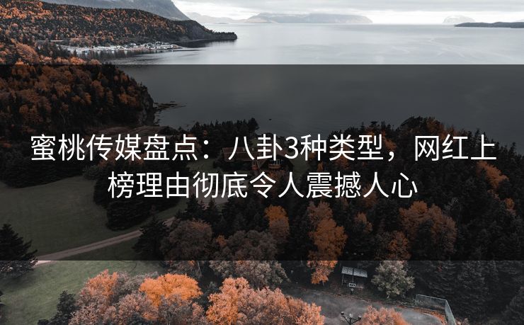 蜜桃传媒盘点：八卦3种类型，网红上榜理由彻底令人震撼人心