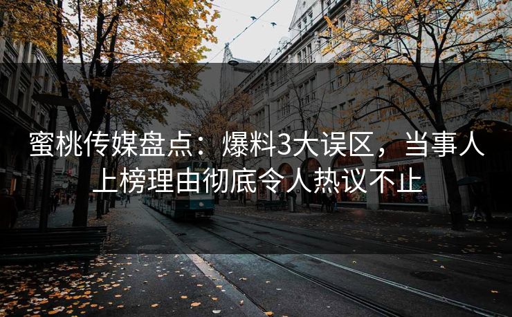 蜜桃传媒盘点：爆料3大误区，当事人上榜理由彻底令人热议不止