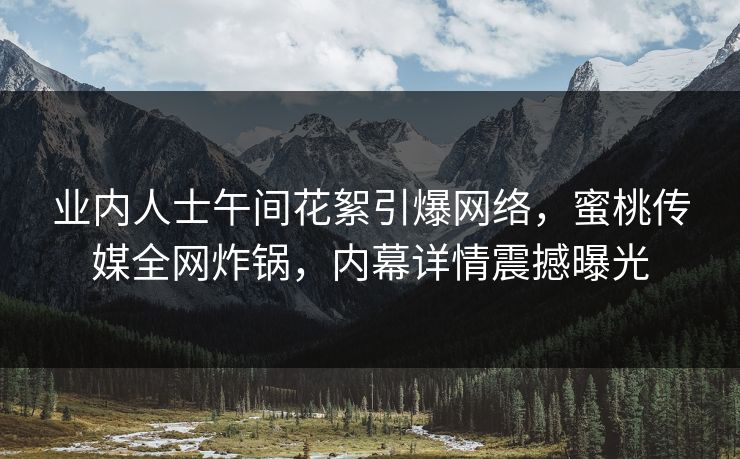 业内人士午间花絮引爆网络，蜜桃传媒全网炸锅，内幕详情震撼曝光
