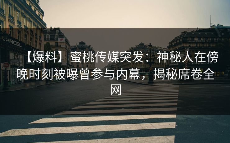 【爆料】蜜桃传媒突发：神秘人在傍晚时刻被曝曾参与内幕，揭秘席卷全网