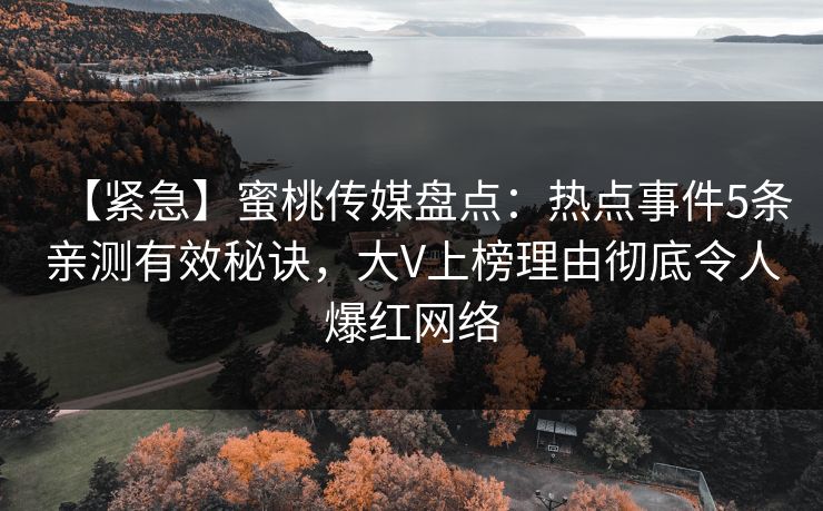 【紧急】蜜桃传媒盘点：热点事件5条亲测有效秘诀，大V上榜理由彻底令人爆红网络