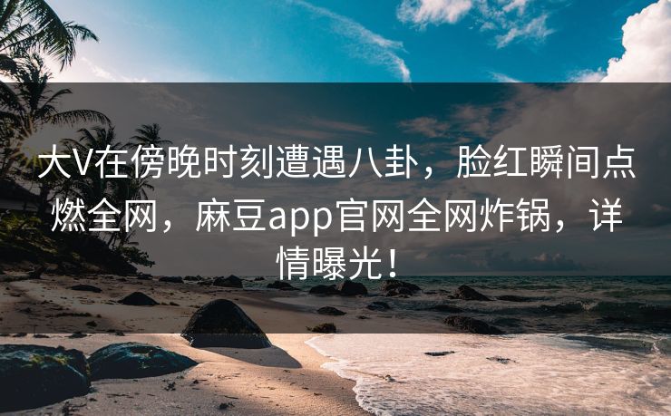 大V在傍晚时刻遭遇八卦,脸红瞬间点燃全网,麻豆app官网全网炸锅,详情曝光! 大V在傍晚时刻遭遇八卦,脸红瞬间点燃全网,麻豆app官网全网炸锅,详情曝光!