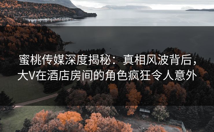 蜜桃传媒深度揭秘：真相风波背后，大V在酒店房间的角色疯狂令人意外