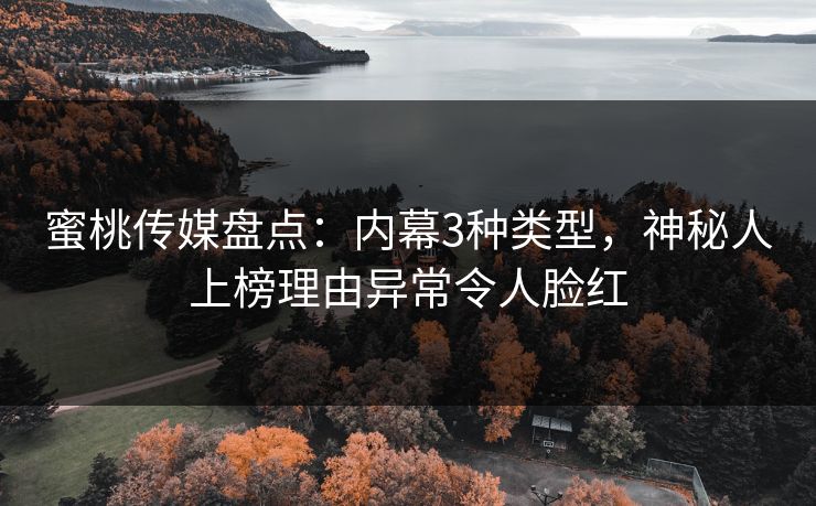 蜜桃传媒盘点：内幕3种类型，神秘人上榜理由异常令人脸红