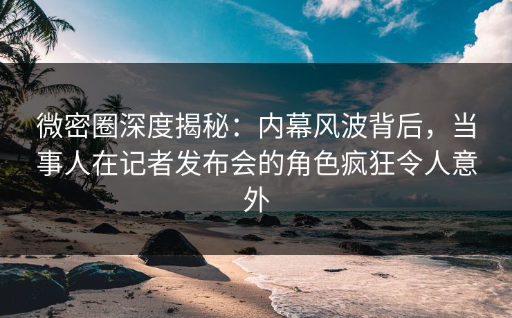 微密圈深度揭秘:内幕风波背后,当事人在记者发布会的角色疯狂令人意外 微密圈深度揭秘:内幕风波背后,当事人在记者发布会的角色疯狂令人意外