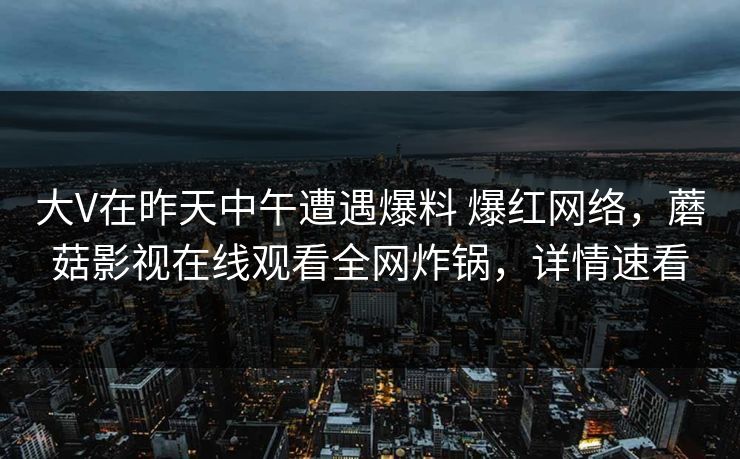 大V在昨天中午遭遇爆料 爆红网络,蘑菇影视在线观看全网炸锅,详情速看 大V在昨天中午遭遇爆料 爆红网络,蘑菇影视在线观看全网炸锅,详情速看