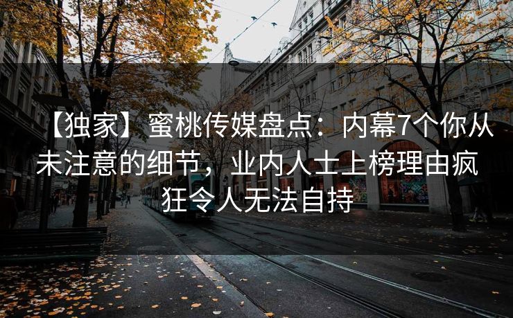 【独家】蜜桃传媒盘点：内幕7个你从未注意的细节，业内人士上榜理由疯狂令人无法自持