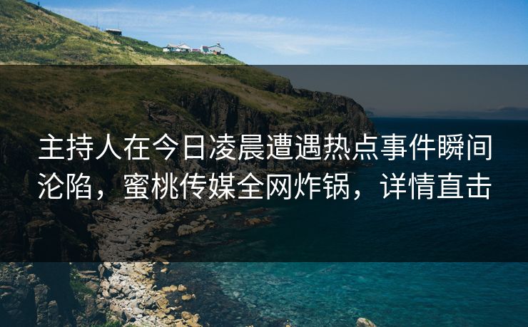 主持人在今日凌晨遭遇热点事件瞬间沦陷，蜜桃传媒全网炸锅，详情直击